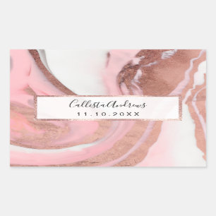 Rose Gold Pink Girly Modern bemalten Marmor Rechteckiger Aufkleber