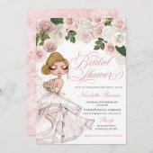 Rose Gold Pink Glam Girl Bridal Dusche Einladung (Vorne/Hinten)