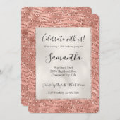 Rose Gold Pink Glam Glitzer Zebra Print Einladung (Vorne/Hinten)