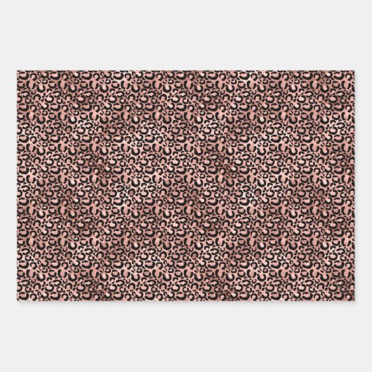 Rose Gold Pink Glam Glitzer Zebra Print Geschenkpapier Set (Vorderseite 3)
