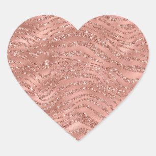 Rose Gold Pink Glam Glitzer Zebra Print Herz-Aufkleber
