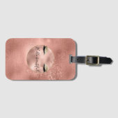 Rose Gold Pink Glam Glitzy Black Eyelashes Gepäckanhänger (Vorderseite (Horizontal))