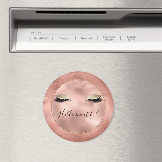 Rose Gold Pink Glam Glitzy Black Eyelashes Magnet (In Situ (Geschirrspüler))