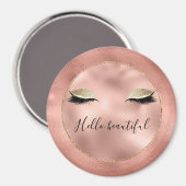 Rose Gold Pink Glam Glitzy Black Eyelashes Magnet (Vorderseite/Rückseite)