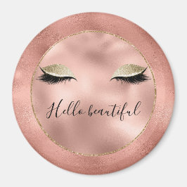 Rose Gold Pink Glam Glitzy Black Eyelashes Magnet