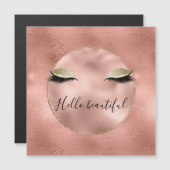 Rose Gold Pink Glam Glitzy Black Eyelashes Magnetkarte (Vorne/Hinten)