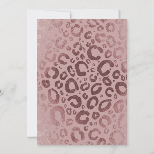 Rose Gold Pink Glam Leopard Print Baby Dusche Einladung (Rückseite)