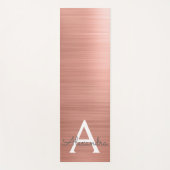 Rose Gold Pink Glam Metallic Monogramm Yogamatte (Vorderseite)