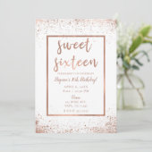 Rose Gold Pink Glam Moderner Chic Sweet 16 Einladung (Stehend Vorderseite)
