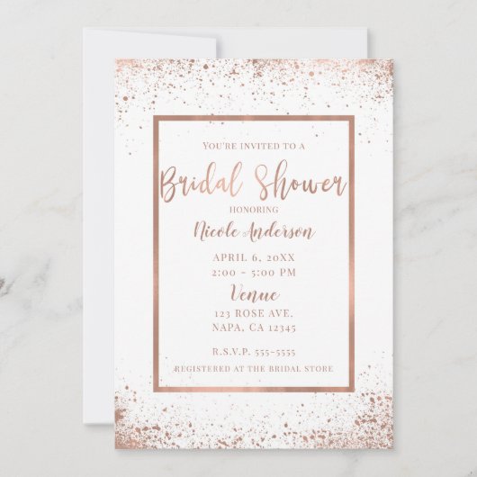 Rose Gold Pink Glam Modernes Chic Brautparty Einladung (Vorderseite)