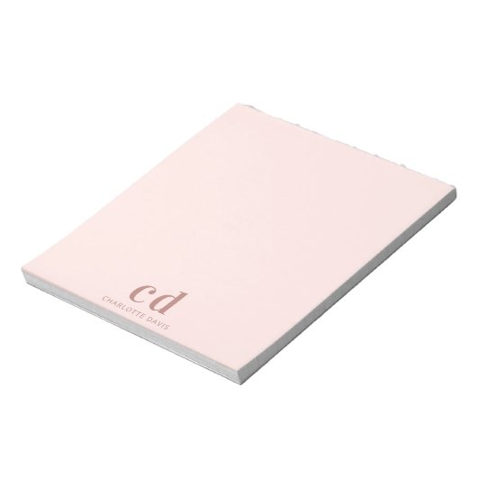 Rose gold pink glam monogram minimalalalist notizblock (Rotiert)