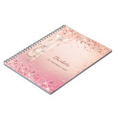 Rose gold pink glitter ballet dance monogram notizblock (Linke Seite)
