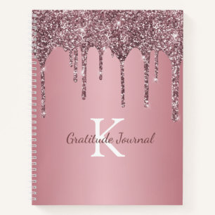 Rose Gold Pink Glitter Drip Dankbarkeitstagebuch Notizblock