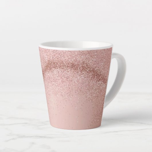 Rose Gold Pink Glitter Latte Mug Milchtasse (Rechte Ecke)