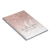 Rose Gold Pink Glitter Monogramm Name Zukünftige M Notizblock (Rechte Seite)