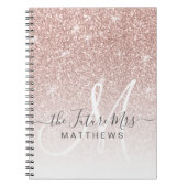Rose Gold Pink Glitter Monogramm Name Zukünftige M Notizblock (Vorderseite)
