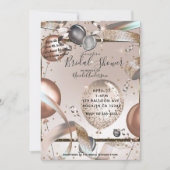 Rose Gold Pink Glitzer Ballon Brautparty Foto Einladung (Vorderseite)