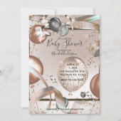 Rose Gold Pink Glitzer Balloons Baby Dusche Foto Einladung (Vorderseite)
