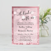 Rose Gold Pink Glitzer Bokeh feiern mit uns Einladung (Stehend Vorderseite)