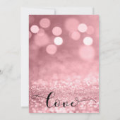 Rose Gold Pink Glitzer Bokeh Hochzeitsempfang Einladung (Rückseite)