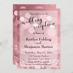 Rose Gold Pink Glitzer Bokeh Hochzeitsempfang Einladung