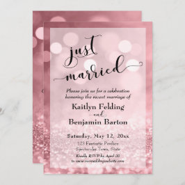 Rose Gold Pink Glitzer Bokeh Wir Got Verheiratet Einladung