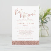 Rose Gold Pink Glitzer Chic Minimal Bat Mitzvah Einladung (Stehend Vorderseite)