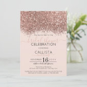 Rose Gold Pink Glitzer Confetti Brautparty Einladung (Stehend Vorderseite)