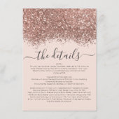 Rose Gold Pink Glitzer Confetti Hochzeit Details Begleitkarte (Vorderseite)