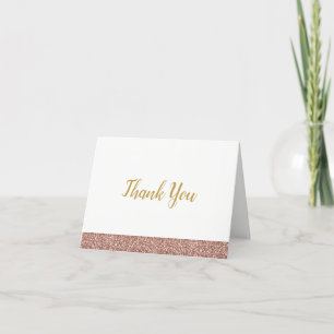 Rose Gold Pink Glitzer Danke Note Card