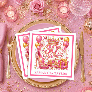 Rose Gold Pink Glitzer Funkeln 30. Geburtstag Serv Serviette