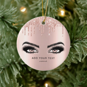 Rose Gold Pink Glitzer Getrocknete Weihnachtszeit Keramik Ornament