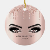 Rose Gold Pink Glitzer Getrocknete Weihnachtszeit Keramik Ornament (Vorne)