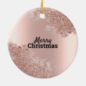 Rose Gold Pink Glitzer Getrocknete Weihnachtszeit Keramik Ornament (Hinten)