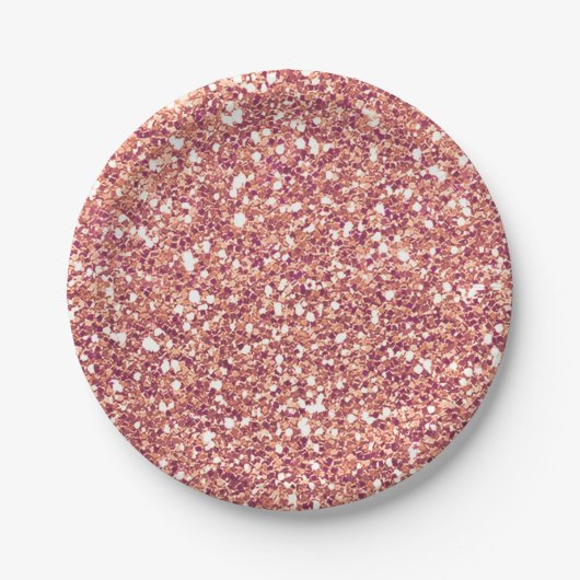 Rose Gold Pink Glitzer Glam Custom Party Pappteller (Vorderseite)