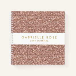 Rose Gold Pink Glitzer Journal Notebook mit Name Notizblock