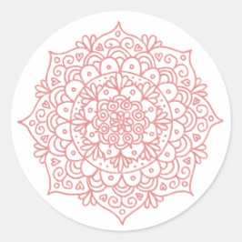 Rose Gold Pink Glitzer Mandala Blume Runder Aufkleber