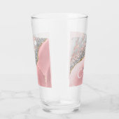 Rose Gold Pink Glitzer Marble Monogram Name Script Glas (Rechts)