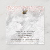 Rose Gold Pink Glitzer Marmorring Logo Quadratische Visitenkarte (Rückseite)