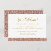 Rose Gold Pink Glitzer Minimaler Stripe Empfang Begleitkarte (Vorne/Hinten)