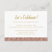 Rose Gold Pink Glitzer Minimaler Stripe Empfang Begleitkarte (Vorderseite)