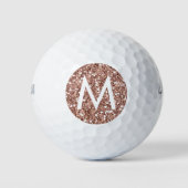Rose Gold Pink Glitzer Modernes Monogramm erste Golfball (Vorderseite)