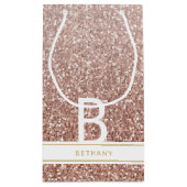Rose Gold Pink Glitzer Modernes Monogramm Gefallen Kleine Geschenktüte (Rückseite)