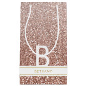 Rose Gold Pink Glitzer Modernes Monogramm Gefallen Kleine Geschenktüte (Vorderseite)