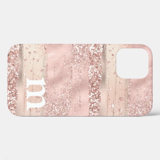 Rose Gold Pink Glitzer Monogram Case Mate (Rückseite (Horizontal))