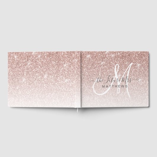 Rose Gold Pink Glitzer Monogram Name Future Mrs. Gästebuch (Voll)