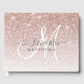 Rose Gold Pink Glitzer Monogram Name Future Mrs. Gästebuch (Vorderseite)