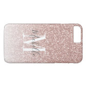 Rose Gold Pink Glitzer Monogramm Case-Mate iPhone Hülle (Rückseite (Horizontal))
