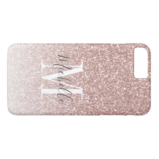 Rose Gold Pink Glitzer Monogramm Case-Mate iPhone Hülle (Rückseite (Horizontal))
