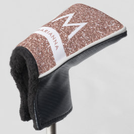 Rose Gold Pink Glitzer Monogramm Name Putter Golf Headcover